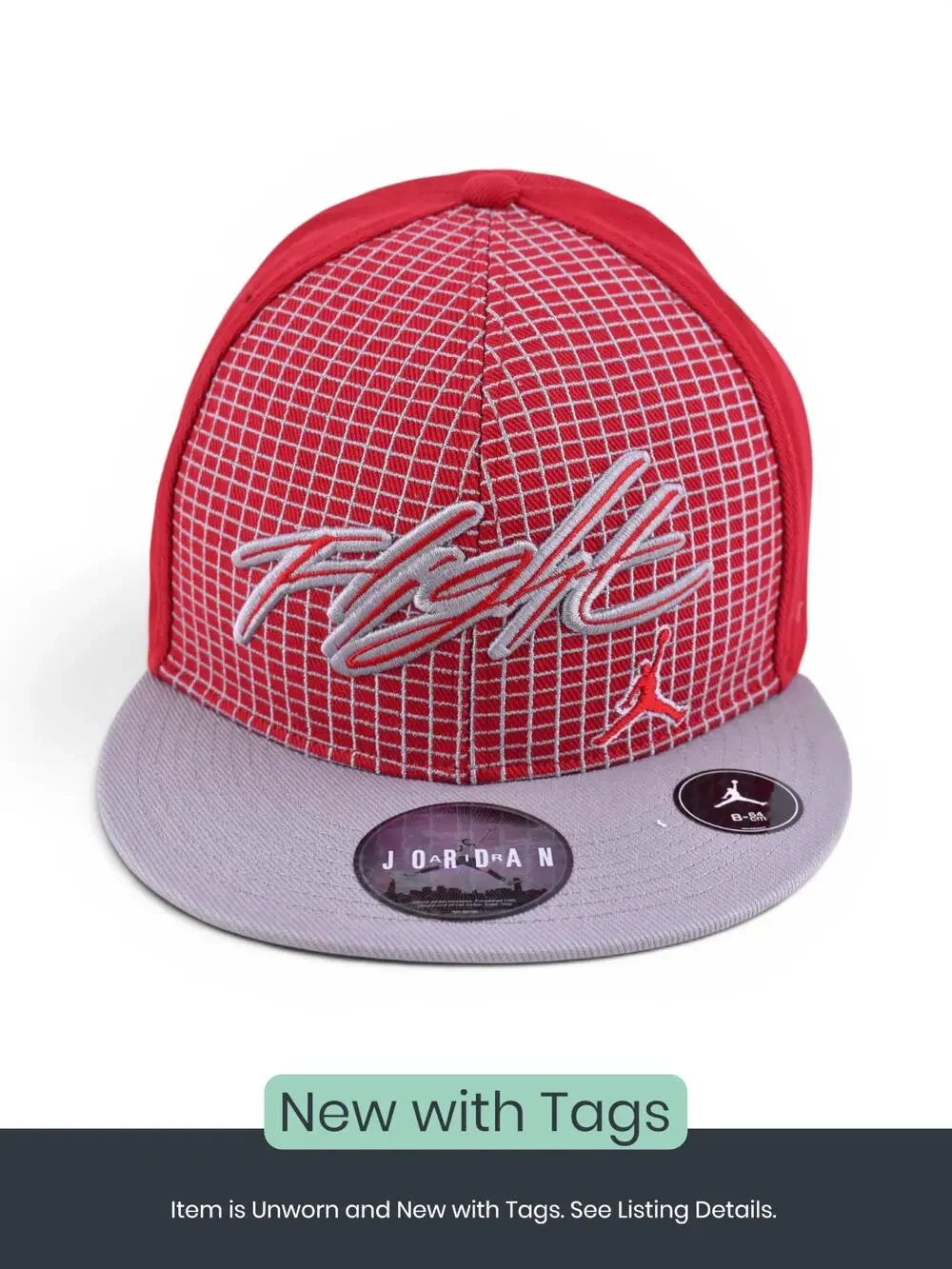 Jordan Flight Red Grid Fitted Cap, Size 8